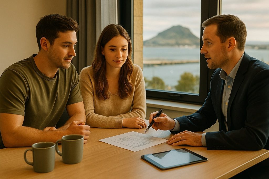Debt Consolidation Home Loans | Best Mortgages NZ Tauranga homeowner meeting with a mortgage adviser to consolidate debt into a home loan
